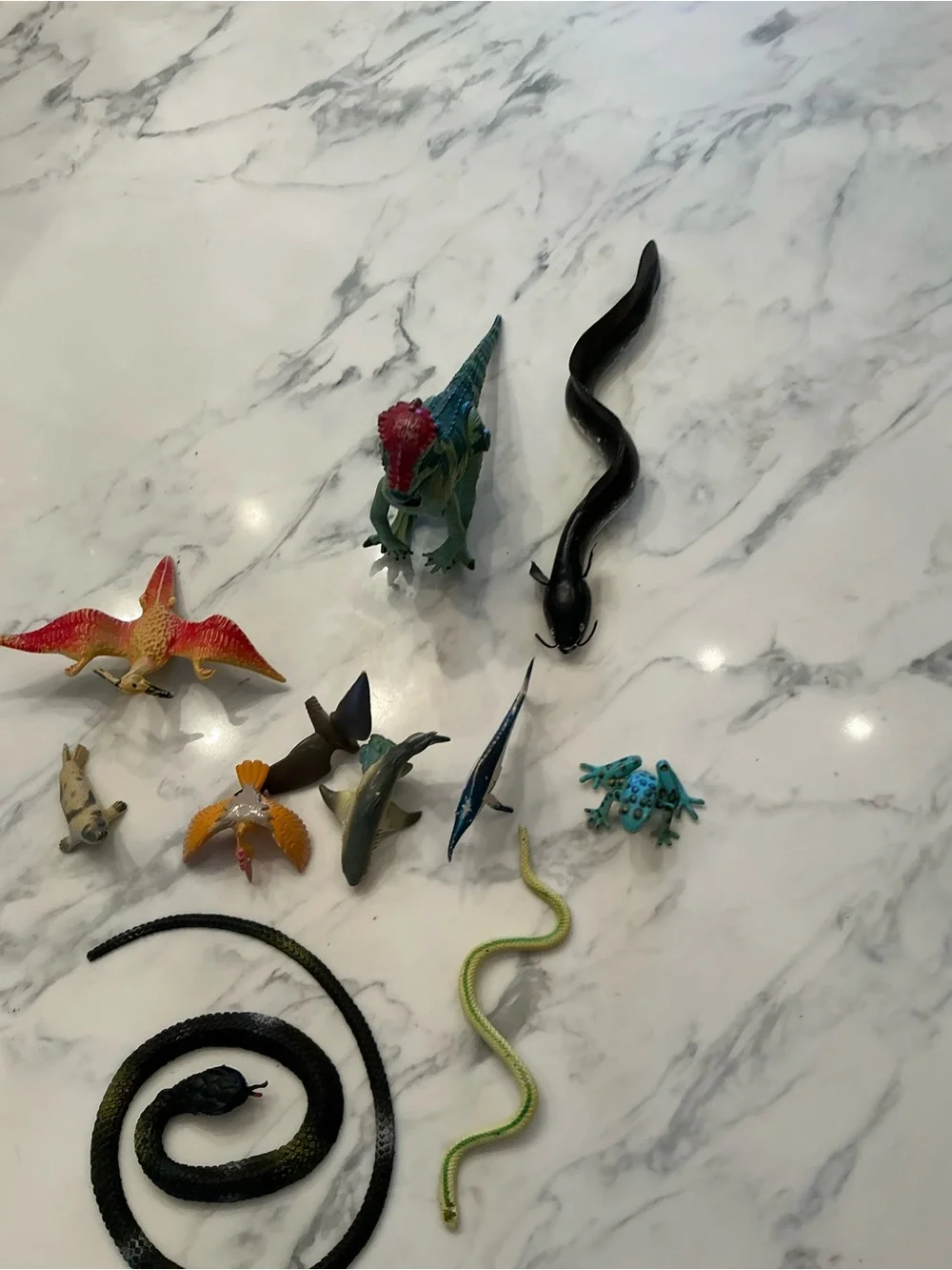 Assorted Reptile & Sea Creature Figures - Green, Black, Yellow
